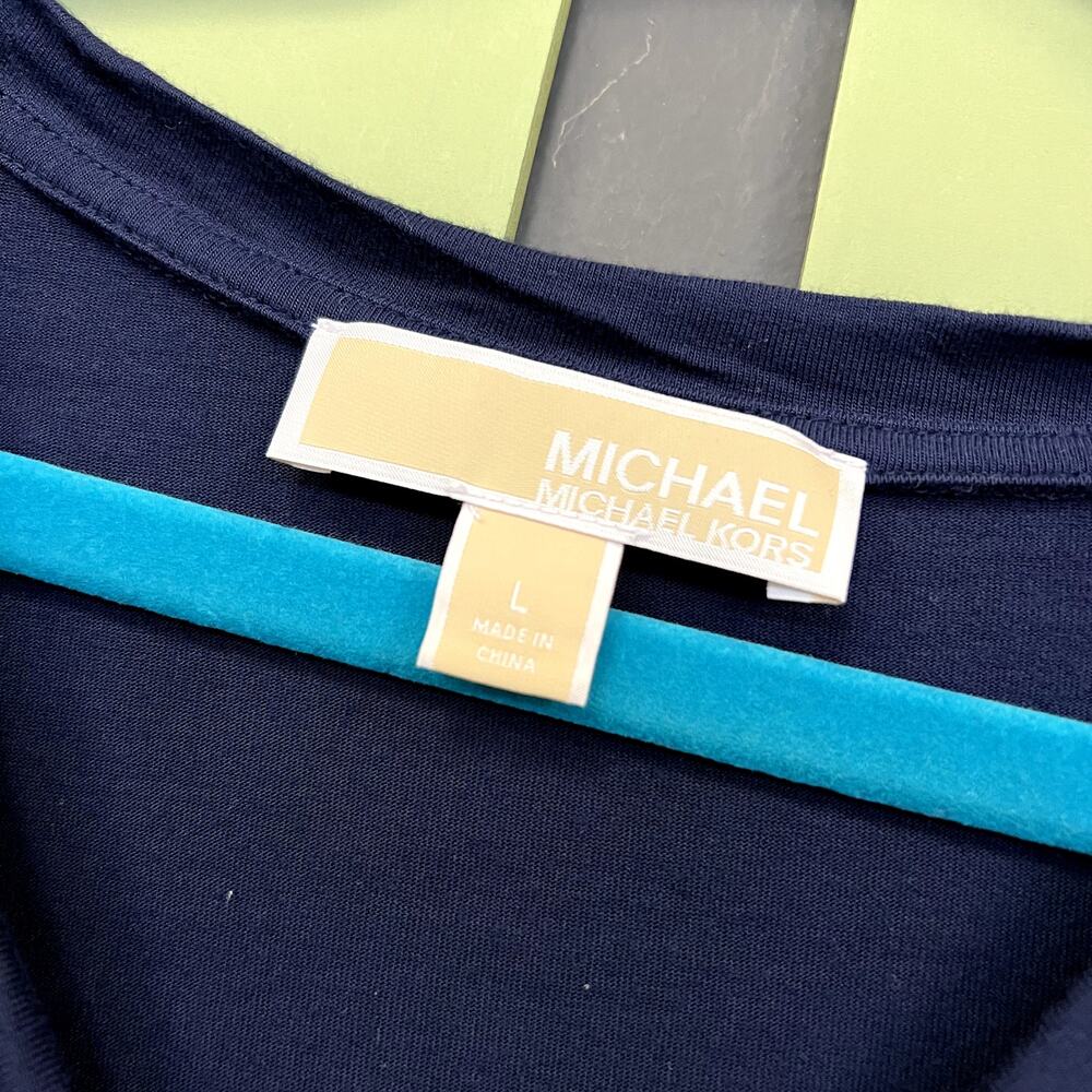 Michael Kors Navy Blue V-Neck Soft Tee Size Large - Picture 4 of 4